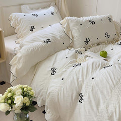 Qfdian Dreamy Ribbon Ruffle Bedding Set