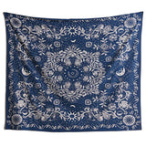 Qfdian Blue Moon Floral Mandala Tapestry