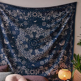 Qfdian Blue Moon Floral Mandala Tapestry