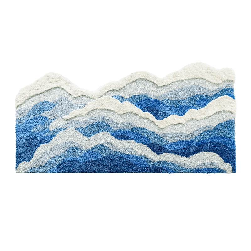 Qfdian Blue Sea Waves Bedside Accent Rug