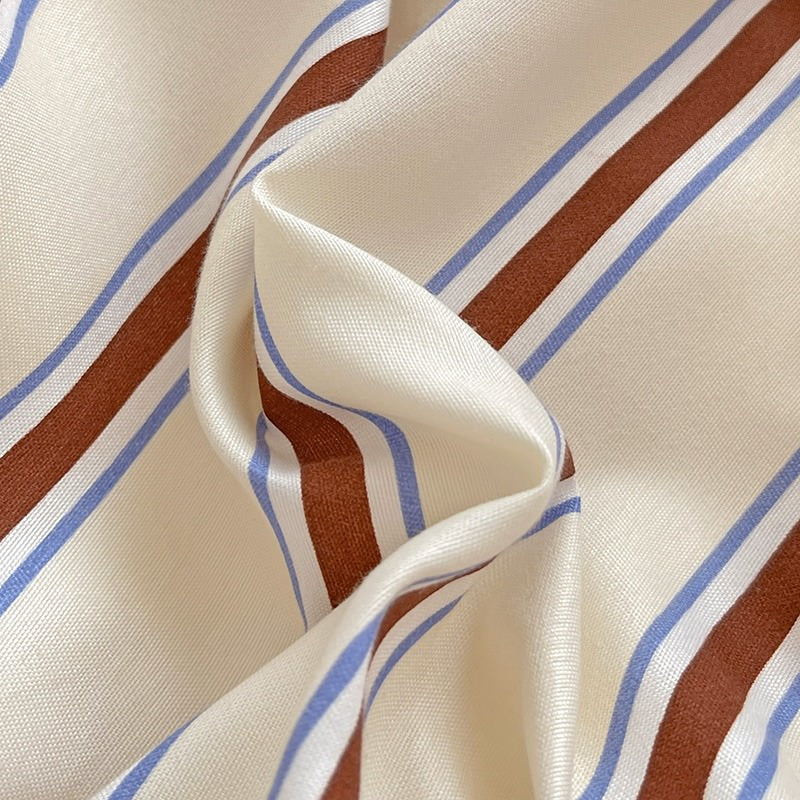 Qfdian Brown Striped Minimalist Bedding Set