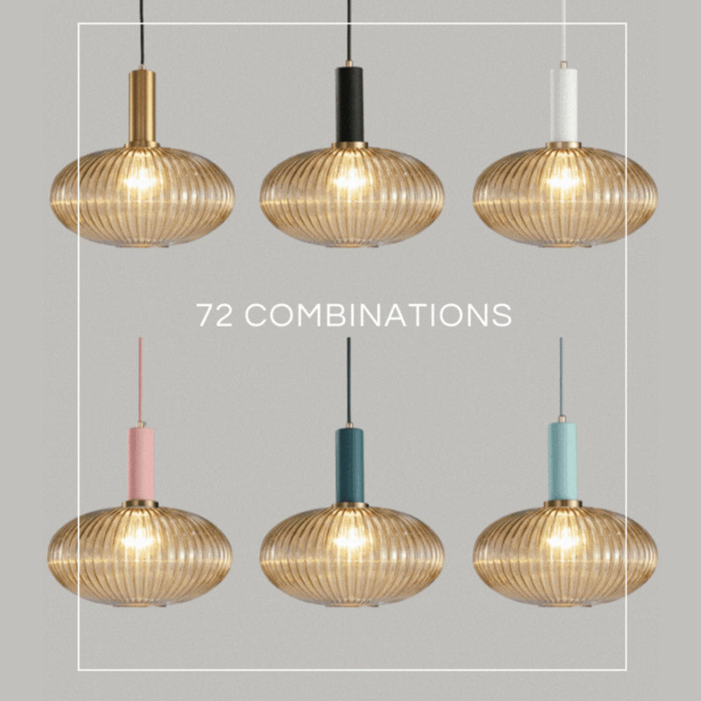 Qfdian Nordic Fluted Glass Pendant Lights