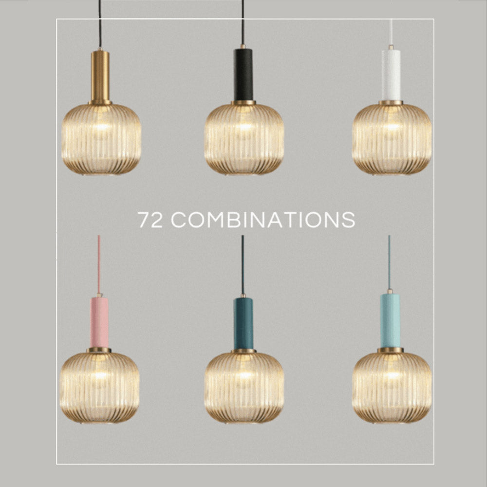 Qfdian Nordic Fluted Glass Pendant Lights