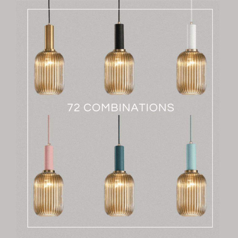 Qfdian Nordic Fluted Glass Pendant Lights