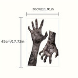 Classic Horror Themed PVC Wall Decals, Self-Adhesive Glass Surface Applicable, Halloween Zombie Hands and Dripping Blood Window Clings, Single-Use Matte Finish Vinyl Decor