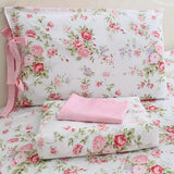 Elegant 4pc Rose Floral Cotton Sheet Set - Soft, Breathable Comfort - Complete Bedding Solution for Bedrooms & Guest Rooms
