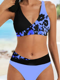 Romantic Floral Halter Bikini Set - Backless & Stretchy Tie Neck - 2 Piece Swimwear for Women - Perfect for Valentines Day