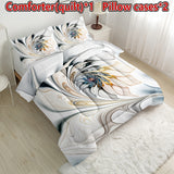 All-Season Elegance: 3pc Soft Woven Marble Pattern Quilt & Pillowcase Set, Easy-Care Polyester