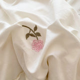 Qfdian Coquette Roses Ruffle Duvet Cover & Sham Set