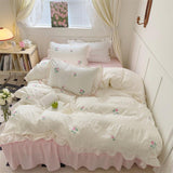 Qfdian Coquette Aesthetic Ruffle Bedding Set