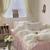 Qfdian Coquette Aesthetic Ruffle Bedding Set