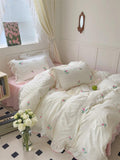 Qfdian Coquette Aesthetic Ruffle Bedding Set