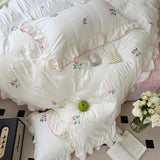 Qfdian Coquette Aesthetic Ruffle Bedding Set