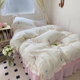 Qfdian Coquette Aesthetic Ruffle Bedding Set