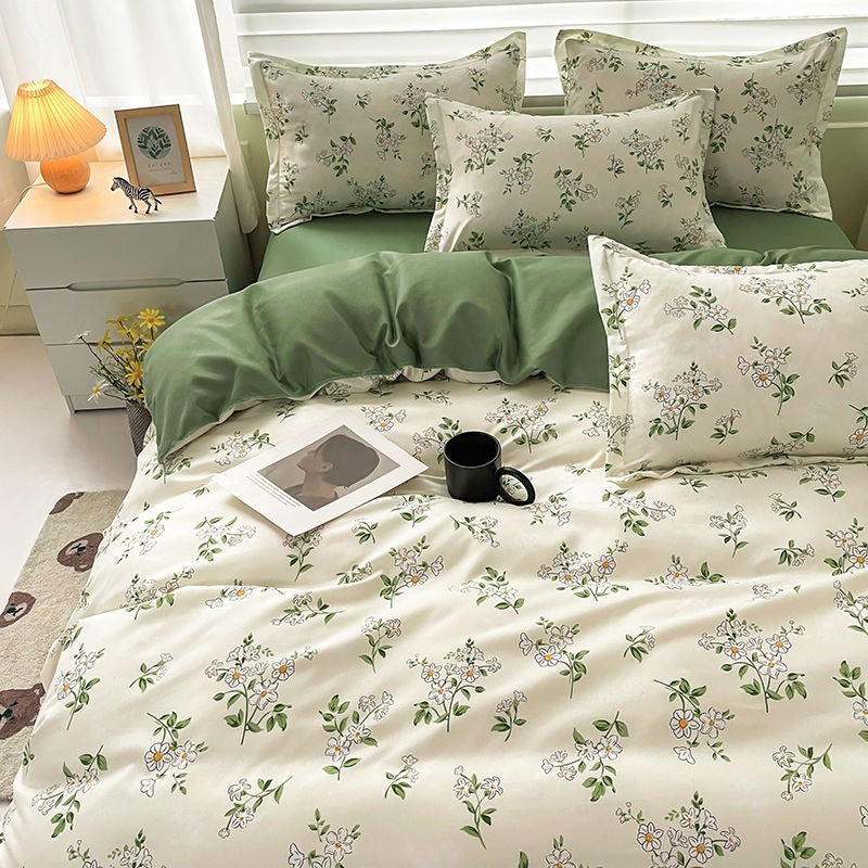 Qfdian Vintage Chamomile Flower Bedding Set