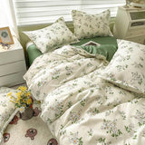 Qfdian Vintage Chamomile Flower Bedding Set