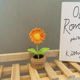 Qfdian Crochet Potted Mini Flowers