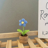 Qfdian Crochet Potted Mini Flowers