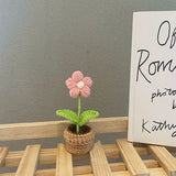 Qfdian Crochet Potted Mini Flowers