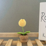 Qfdian Crochet Potted Mini Flowers