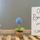 Qfdian Crochet Potted Mini Flowers