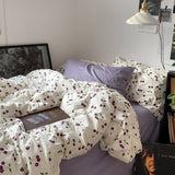 Qfdian Purple Cherries Bedding Set