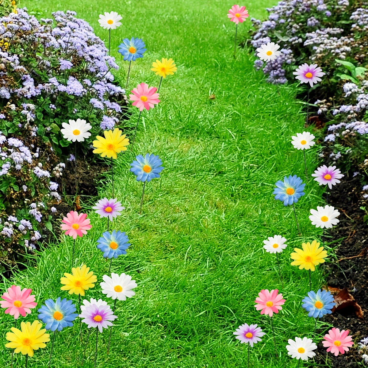 20 Daisy Garden Stake Decorative Daisies, Decoration Suitable For Patio, Lawn, And Garden Decoration