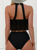 2 Piece Set Bikini - Sexy Solid Color Swimsuits for Women - High Waist, Contrast Mesh, Comfortable Swimwear & Clothing for Beach Vacation