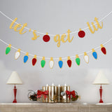 Rustic Christmas Party Garland Banner with Festive Letters, 3D Paper Festive Decor, Multi-Purpose Holiday Wall Hanging for Room Decoration, No Power Needed