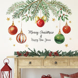 Rustic Christmas Wall Decals, "Merry Christmas & Happy New Year" Festive Wall Stickers, Removable PVC Ceramic Surface, One-Time Use, Self-Adhesive, Battery-Free, Home & Kitchen Decor