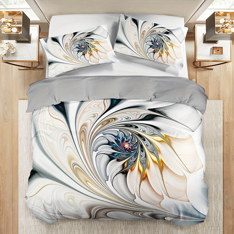 3-Piece Luxury Marble Print Duvet Cover Set - Ultra-Soft & Comfortable Bedding with 1 Duvet Cover and 2 Pillowcases, Ideal for Bedroom & Guest Room Enhancements