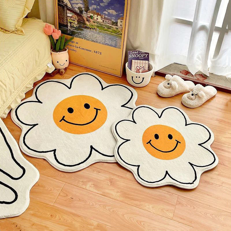 Qfdian Daisy Flower Accent Rug