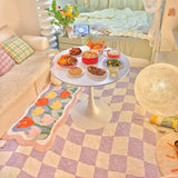 Qfdian Pastel Curvy Checker Carpet