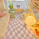 Qfdian Pastel Curvy Checker Carpet