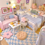 Qfdian Pastel Curvy Checker Carpet