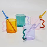 Qfdian Pastel Glass Wavy Handle Mug
