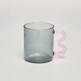 Qfdian Pastel Glass Wavy Handle Mug