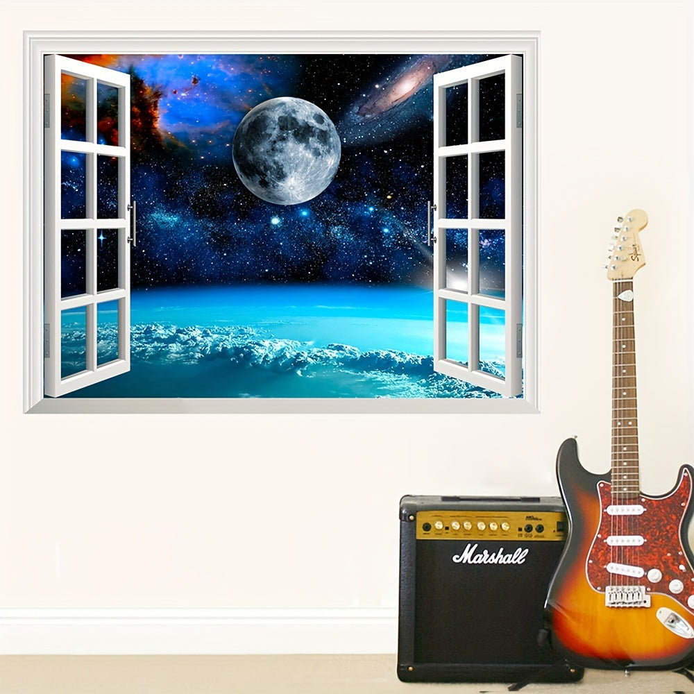 3D Galaxy Wall Art, 23.62x35.43inch, Classic Style, PVC Material, Glass Finish, Reusable, Fantasy Theme, Rectangular, Matte, Multi-Surface, Self-Adhesive, No Power Required, Wall Decal for Bedroom, Living Room Decor