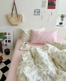Qfdian Pink Camellia Garden Bedding Set