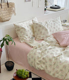 Qfdian Pink Camellia Garden Bedding Set