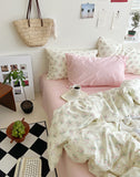 Qfdian Pink Camellia Garden Bedding Set