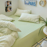 Qfdian Refreshing Stripes Lime Green Bedding Set