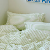 Qfdian Refreshing Stripes Lime Green Bedding Set