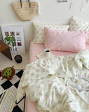 Qfdian Pink Camellia Garden Bedding Set