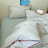 Qfdian Japanese Cozy Plaid Bedding Set