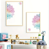 4pcs Bohemian Mandala Wall Decals - Colorful, Removable PVC Window & Bedside Stickers for Home Decor