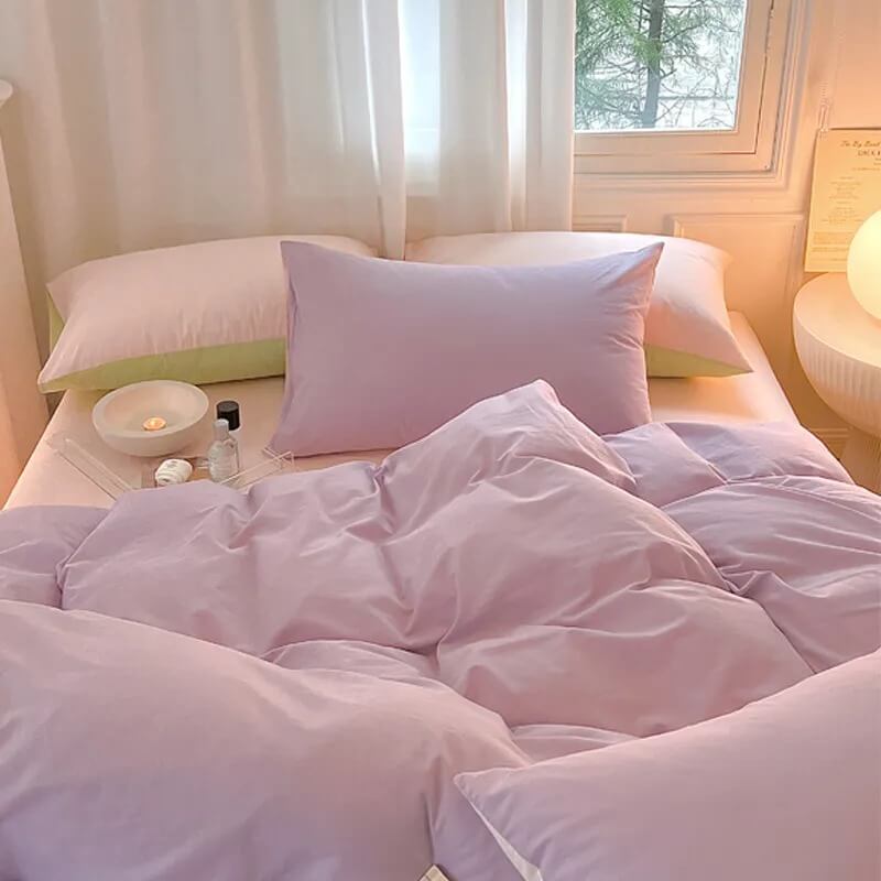 Qfdian Dusty Pastel Shades Cotton Bedding Set