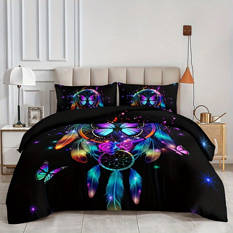 Dreamy Butterfly & Dreamcatcher 3-Piece Bedding Set - Soft, Breathable, Easy-Care, All-Season Comfort