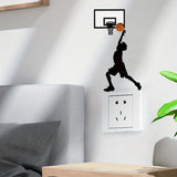 Classic Basketball Player Silhouette Wall Sticker - Reusable PVC Decal for Glass & Multi-Surface, Self-Adhesive Matte Finish Switch & Outlet Cover, No Battery Required - 1 Piece Set