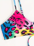 2-Piece Vibrant Leopard & Zebra Print Bikini Set - Flirty Tie-Side Bottoms, Chic Hollow Out Design with Spaghetti Straps - Stretchy, Comfort-Fit Swimwear for Beach & Poolside Fashion